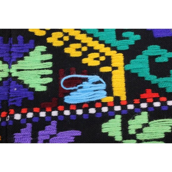 South American Embroidered Throw Blanket Colorful Geometric Native Twin 74 x 56" - Picture 7 of 12